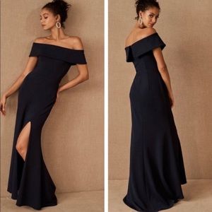 BHLDN Off the Shoulder Navy Dress